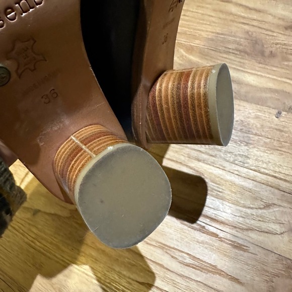 Neosens Women’s Black Leather Cylinder Block Heel Shooties Minimalist Neutral - Picture 11 of 12